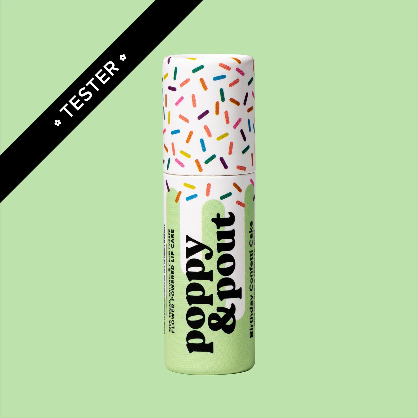 Tester, Lip Balm, Birthday Confetti Cake, Green
