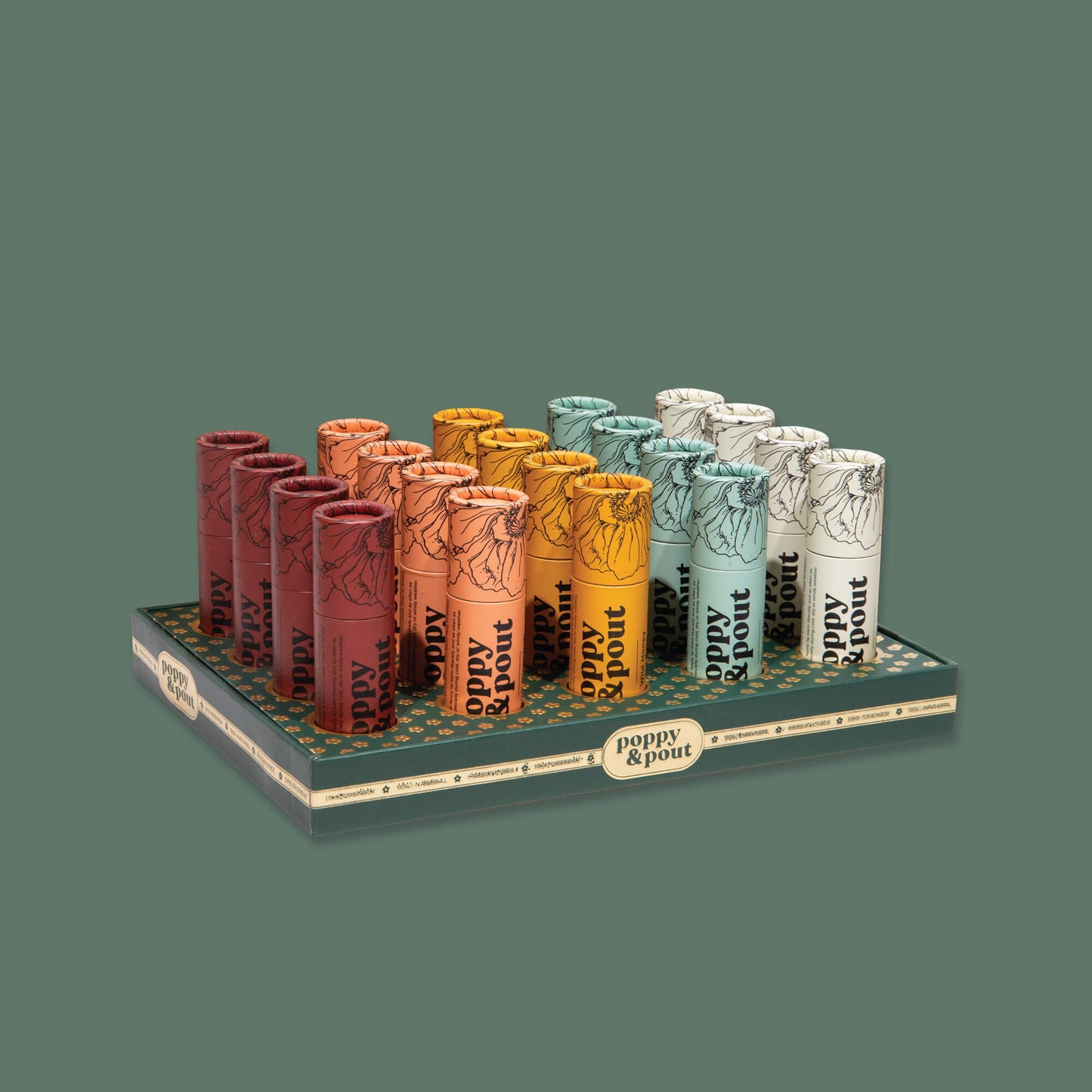 Product Display, 20 Lip Balm Tray, Green