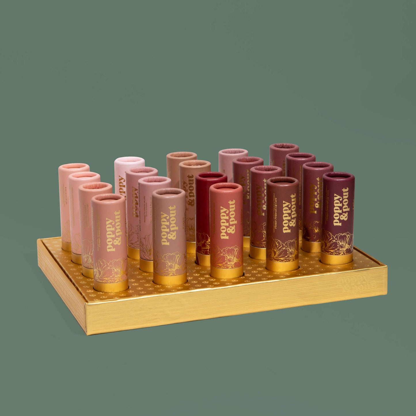 Product Display, 20 Lip Tint Tray, Gold