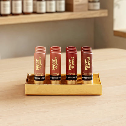 Product Display, 12 Lip Tint Tray, Gold