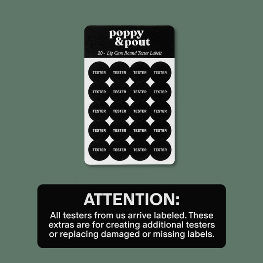 Extra Tester Labels - 20 Lip Care Round Tester Labels