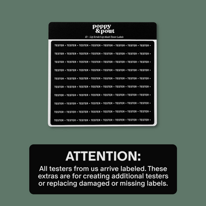Extra Tester Labels - 10 Lip Scrub/Mask Tester Labels
