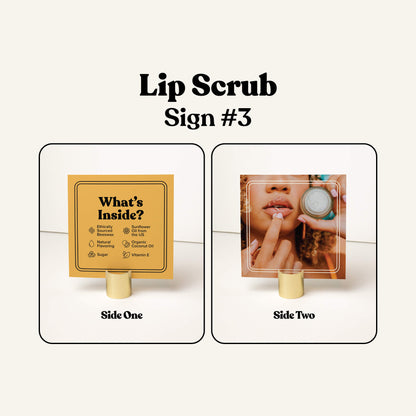 Retailer Sign & Holder Set, Lip Scrub